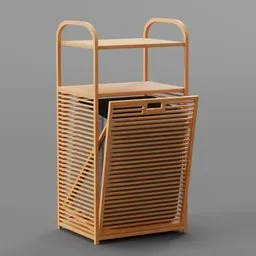 High-quality 3D model featuring a decorative wooden storage unit with adjustable slatted front using Blender 3D.