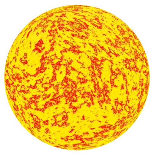 Vibrant procedural sun texture for PBR material in Blender 3D, suitable for celestial body simulations.