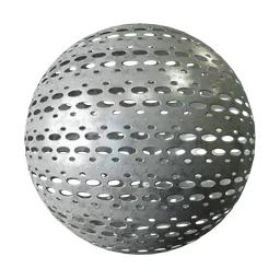 High-resolution PBR Tech Panel material with perforated metal texture for 3D modeling in Blender and other software.