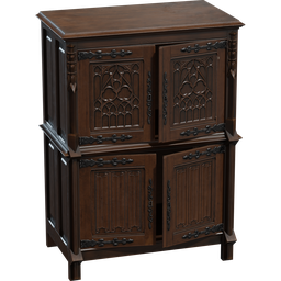Detailed 3D model showcasing intricate gothic-style woodwork and design, compatible with Blender for photorealistic rendering.