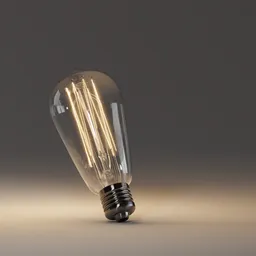 "Vintage Edison light bulb 3D model in Blender, perfect for adding a classic touch to industrial-style designs. Highly-detailed and rendered in Cinema4D, with a nod to inventor George Fiddes Watt. Ideal icon for AI apps and Unreal Engine 5 shading."