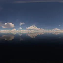 Sea level, reflection, sun, clouds