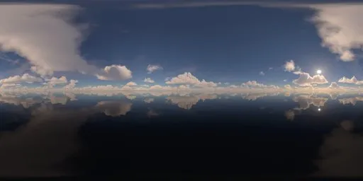 Sea level, reflection, sun, clouds