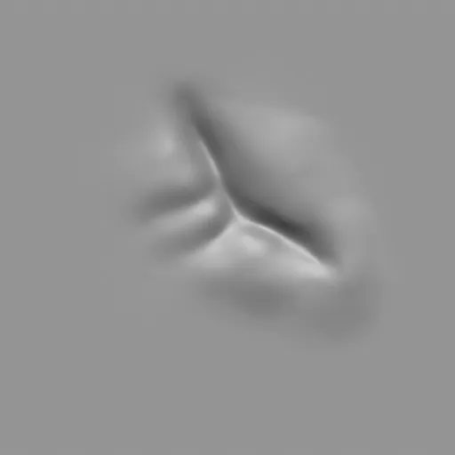 Detailed 3D sculpting brush impression simulating male back muscle structure for Blender modeling.