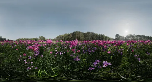 Pink Flower Field Landscape
