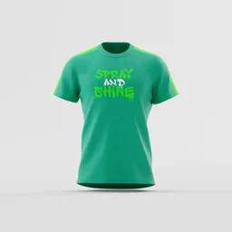 "SPRAY AND SHINE" Green Panel T-Shirt