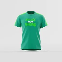 "SPRAY AND SHINE" Green Panel T-Shirt