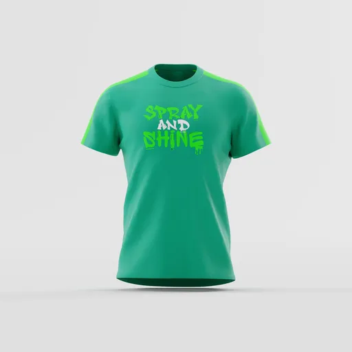 "SPRAY AND SHINE" Green Panel T-Shirt