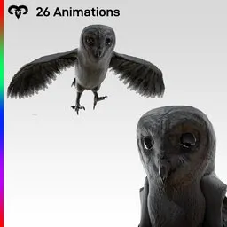 Baby Owl Animated Black