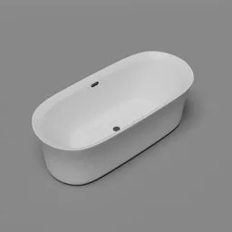 Detailed 3D model of a modern free-standing acrylic bathtub for Blender rendering.