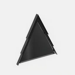 Detailed 3D model of a triangular black mirror, optimized for Blender rendering, high-quality texturing.