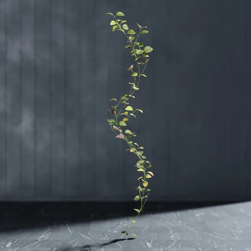 Detailed 3D model of a green-red phytonia garland, adjustable stem, created in Blender with Bagapie addon geometry nodes.