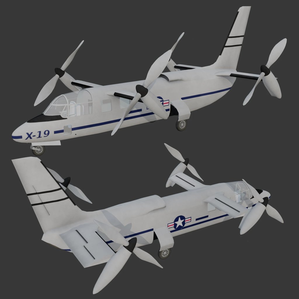 Curtiss-Wright X-19 | Airplane models | BlenderKit