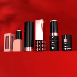 Lipsticks on red bg