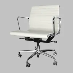 Ribbed Leather Manager Chair White