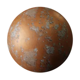 High-resolution PBR orange rust texture with detailed gray corrosion suitable for Blender 3D material creation and aging effects in industrial scenes.