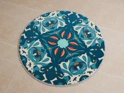 Round Persian rug 3D model with intricate patterns, optimized for Blender rendering.