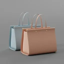 "Photorealistic leather bags in pastel shades for Blender 3D, inspired by Camille Bombois and Nadya Rusheva. Two bags in different colors and sizes with sharp nose and rounded edges, rendered with Octane. Available in material, perfect for feminine designs."