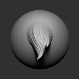 3D sculpting brush stroke depicting double strand thick fur, used for adding realistic fur texture in Blender models.