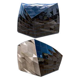 3D Blender model showcasing a twisted cube structure with glass façade ideal for art galleries or offices.