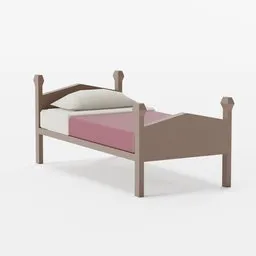 Bed single - LowPoly