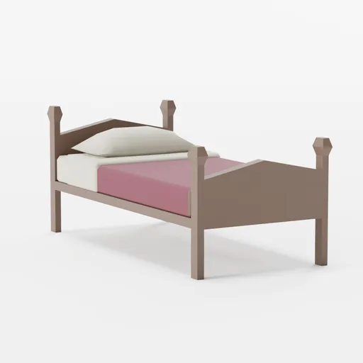 Bed single - LowPoly
