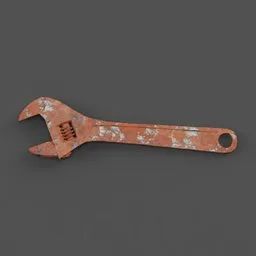 Detailed 3D rendering of a rusted adjustable wrench, ideal for Blender 3D projects requiring aged handtool textures.