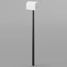 Realistic American mailbox 3D model with movable door and flag, featuring high-resolution textures for Blender.