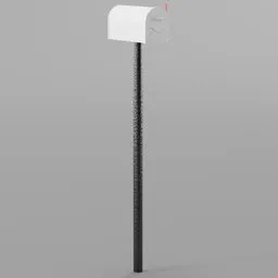 "Cityscape 3D model of a US Mailbox with a white body, red light, and detailed face. Created in Blender 3D software, this photorealistic model by Xiaolong Wang features high-resolution textures and connectivity. Perfect for architectural visualizations and urban scenes in Blender 3D projects."