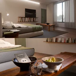 Minimalist Bedroom Wooden Slatted Bench