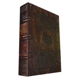 Highly detailed old leather book 3D model, photo-realistic texture, compatible with Blender Eevee and Cycles.