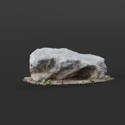 "Discover the Cave Stone, a detailed environment element for Blender 3D. This untextured limestone model features occasional rubble and leafy vegetation, and was photoscanned from a natural formation in Zabovresky."