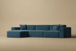 Detailed 3D two-seater sectional sofa model with cushions for Blender 3D rendering.