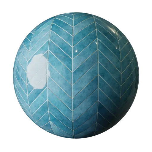 Glossy Blue Textured Chevron Tiles