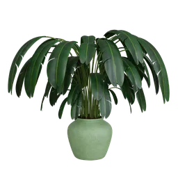Highly detailed Blender 3D indoor plant model with realistic leaves and textured pot, suitable for interior rendering.