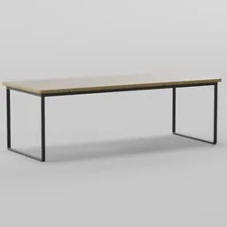 Realistic 3D model of modern dining table with wooden top and metal legs for Blender rendering