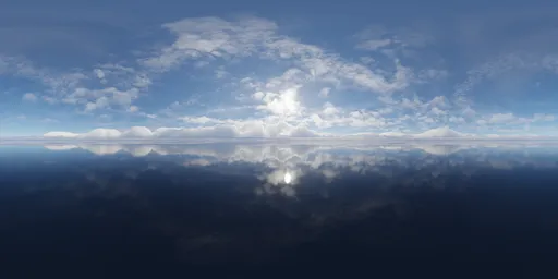 High-resolution HDR image featuring a stunning sunset with reflective water for realistic scene lighting.