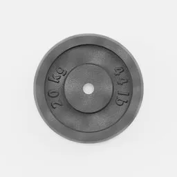3D-rendered black barbell plate, high detail, fitness equipment model ideal for Blender 3D projects.