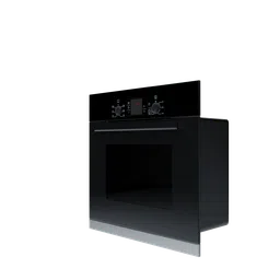 Detailed 3D model of a modern, black kitchen oven suitable for Blender rendering and CGI projects.