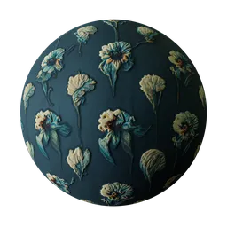 High-quality PBR seamless floral wallpaper texture for 3D modeling in Blender, suitable for vintage interiors.