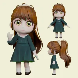 A girl in a green dress.