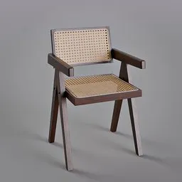 Rattan and teak chair