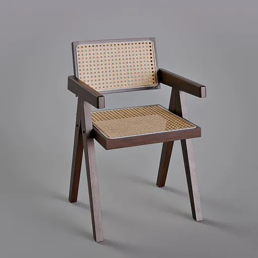 Rattan and teak chair