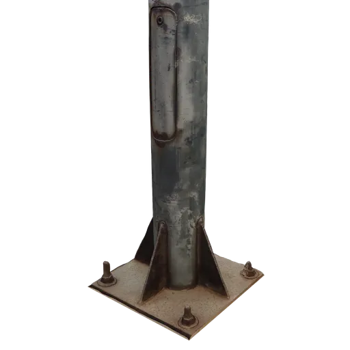 Detailed 3D scan of a rusty street pole with realistic textures for Blender urban scenes.