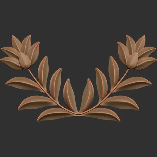 Detailed ornamental 3D sculpting brush effect for modeling intricate designs on Blender combat equipment.