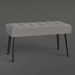 Detailed 3D model of a tufted bench with fabric upholstery, optimized for Blender rendering.