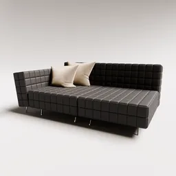Realistic leather sectional 3D model with detailed stitching for Blender rendering.
