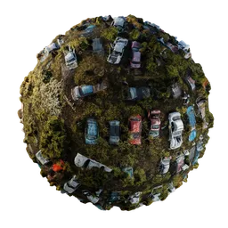 Car junkyard in the forest