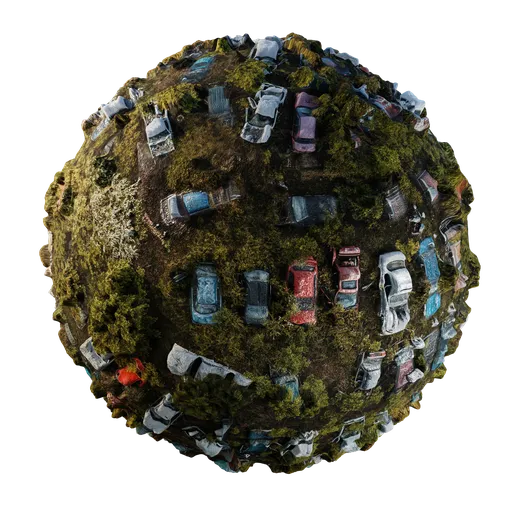 Car junkyard in the forest