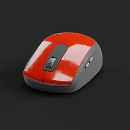 3D rendered wireless computer mouse with a sleek red and black design optimized for Blender 3D searches.